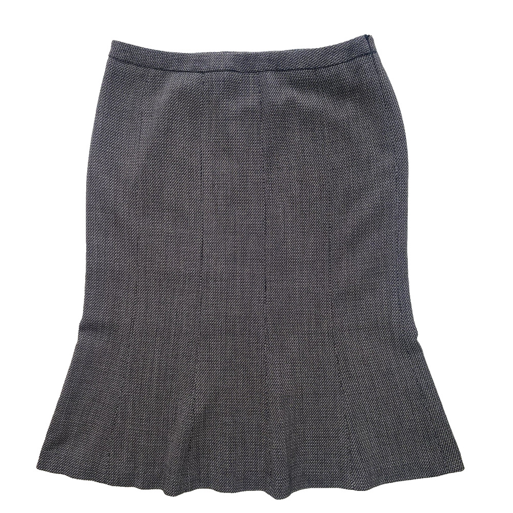 Max Mara Skirt Womens Sz 10 Black & Tan A-Line Wool Midi Academia Made In Italy